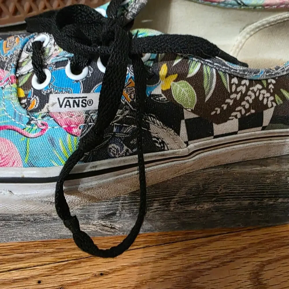 ​Vans Authentic Multi Print Mashup Flamingos Dinosaurs Shoes Men 6 Women 7.5